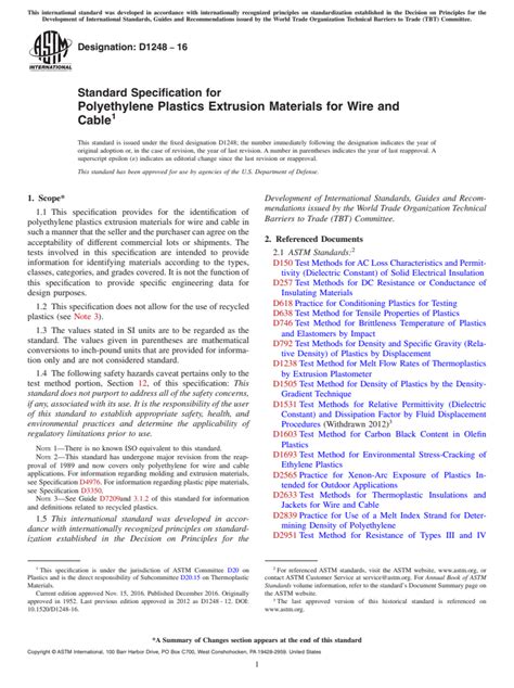 ASTM D1248 16 Standard Specification For Polyethylene Plastics