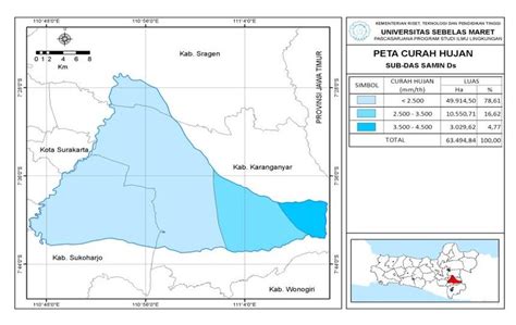 Gambar 5 Peta Curah Hujan Sub Das Samin Sumber Hasil Pengolahan Dan Riset