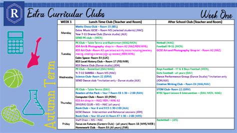 Extra Curricular Clubs Ruskin Community High School