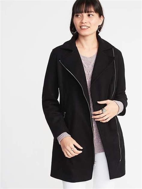 Old Navy Soft Brushed Long Line Moto Coat For Women Moto Coat Women
