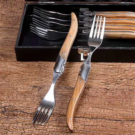 Nature Wood Handle Main Forks Foldable Tableware Stainless Steel