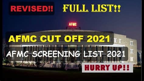 Afmc Cut Off Screening List Pune Admission Process Afmc