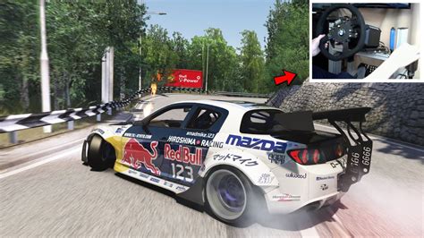 Drifting Mad Mike Whiddett S Red Bull Rx8 On Twisty Road Assetto Corsa Fanatec Setup Youtube