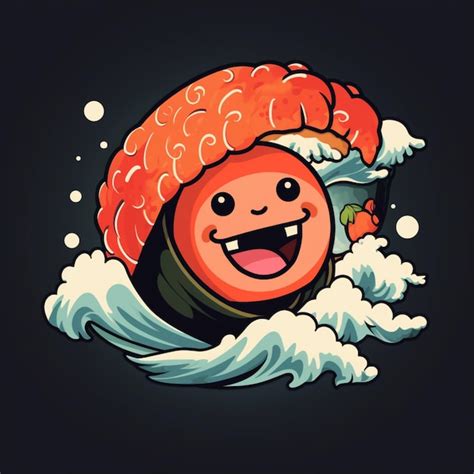 Premium Ai Image Sushi Cartoon Logo