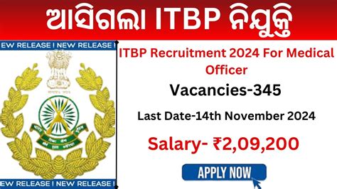 Itbp Medical Officer New Vacancy Deputy Commandant Salary Upto