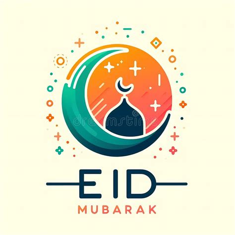 Streamlined Eid Minimalist Design Text Shine In Bright Palette Stock