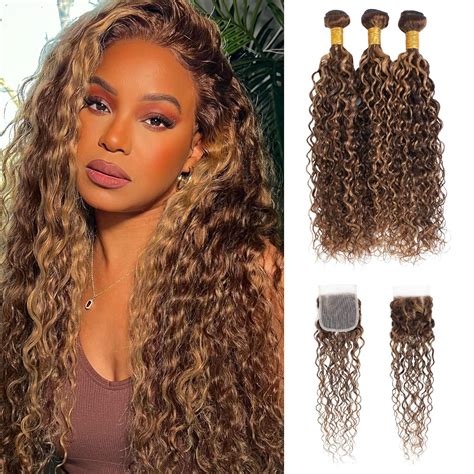 Amazon Alher Water Wave Ombre Highlight Bundles With X Closure