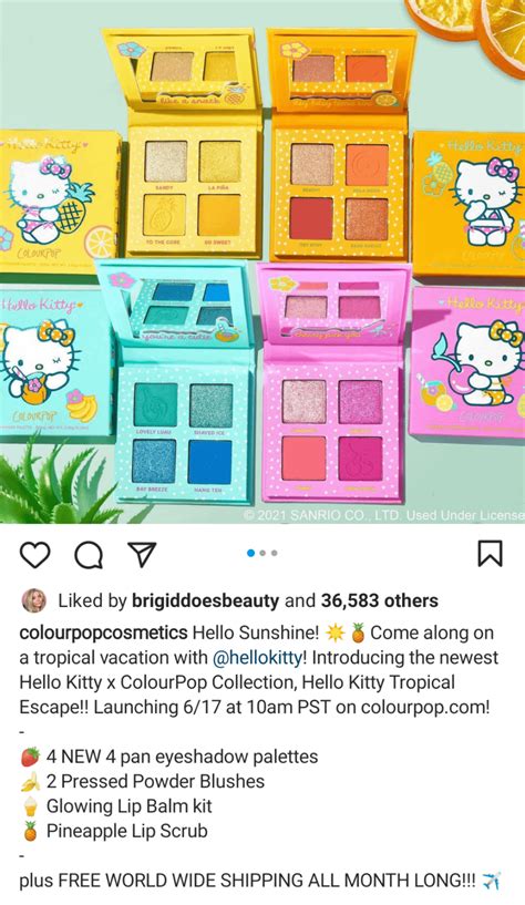 Colourpop X Hello Kitty Collection Hello Kitty Tropical Escape