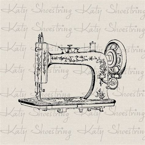 Vintage Sewing Machine Printable Sewing Crafts Digital Image Fabric