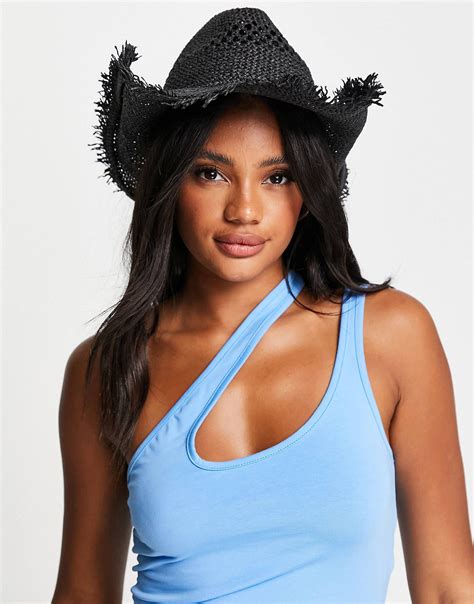 ASOS DESIGN Straw Cowboy Hat With Size Adjuster In Black ASOS In 2022