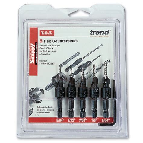 Trend Snapcstcset Trend Snappy 5 Piece Tct Countersink Set From