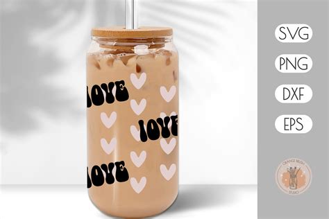 Love Heart Libbey Can Glass Wrap Svg Vinyl Decal 16 Oz By Orange