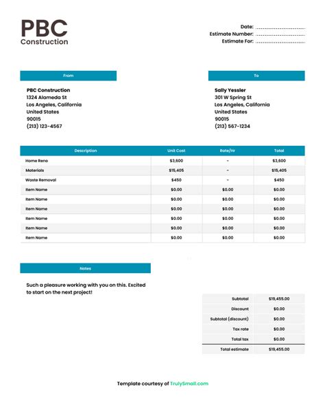 Free Contractor Invoice Template — TrulySmall Templates