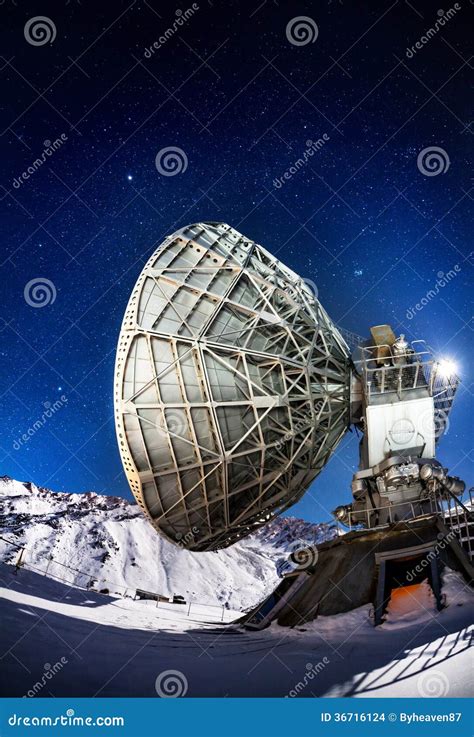 mountain observatory  night stock photo image  moon scene