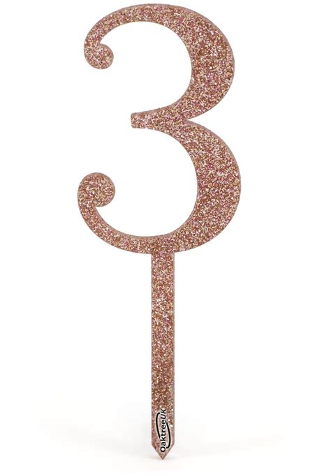 Acrylic Sparkling Fizz Rose Gold Cake Topper No3 H150mm X W485mm