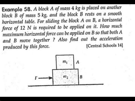 A Block A Of Mass Kg Is Placed On Another Block B Of Mass Kg And