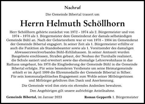 Traueranzeigen Von Helmuth Sch Llhorn Allg Uer Zeitung