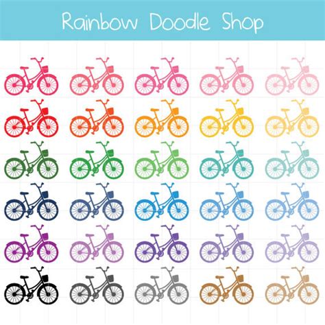 Bicycle Clipart, Bicycle Silhouette Clip Art, Colorful Digital Bicycles ...