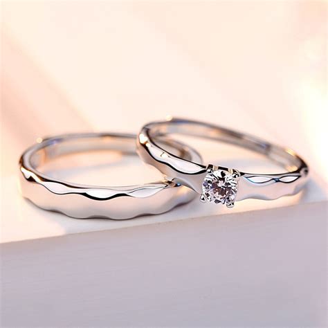 Simple Promise Rings For Couples In 925 Sterling Silver Adjustable Couple Rings