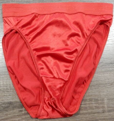 NWOT VINTAGE SECOND SKIN SATIN SIGNATURE HI LEG BIKINI PANTIES RED SZ L EBay