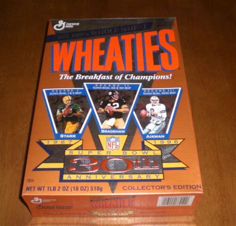 Super Bowl 30th Anniversary Wheaties Box Bradshaw Aikman Starr Ebay