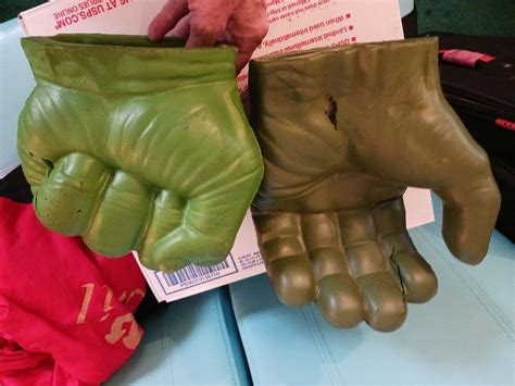 Boy's Hulk costume with big green hands. Avengers Rib… - Gem