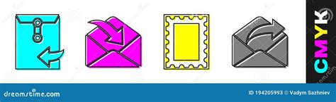 Set Envelope, Envelope, Postal Stamp and Outgoing Mail Icon. Vector ...