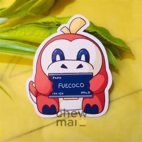 Super Cute Fuecoco Mugshot Pokemon Funny Vinyl Stickers - Etsy