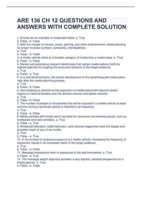 ARE 136 CH 12 QUESTIONS AND ANSWERS WITH COMPLETE SOLUTION - ARE 136 CH