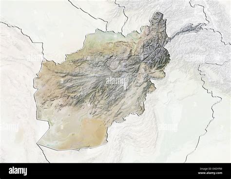 Afghanistan Relief Map With Border And Mask Stock Photo Alamy