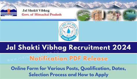 Jal Shakti Vibhag Recruitment 2024 Out Online Form For Various Posts