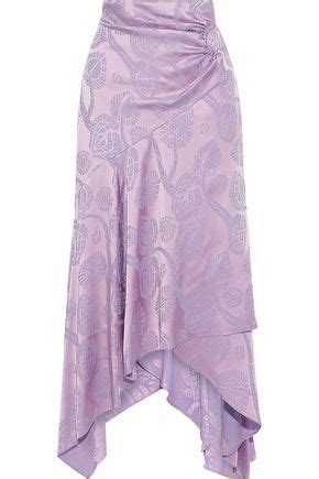 Satin Skirt Pattern Lavender Skirt Jacquard Midi Skirt Asymmetrical