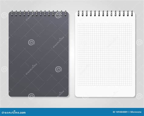 Realistic Notebooks With Spiral Cover And Lined Page Stock Vector