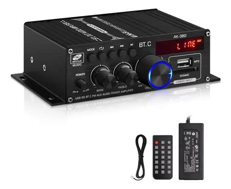 Ak 380 Usb Sd Bt C Fm Aux Audio Amplificador De Potencia 400 Meses