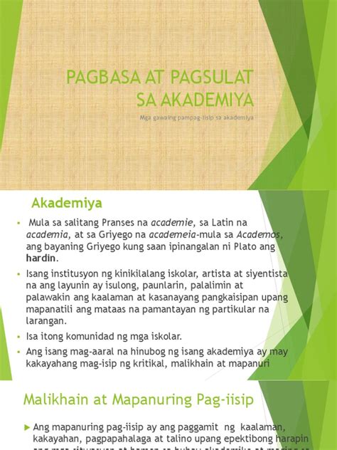 PAGBASA AT PAGSULAT SA AKADEMIYAfil.12 | PDF