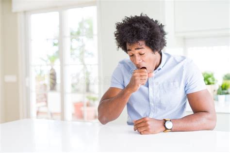 African American Business Man Feeling Unwell And Coughing As Symptom