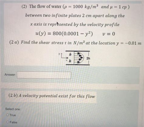 Solved The Flow Of Water P Kg M And U Cp Chegg