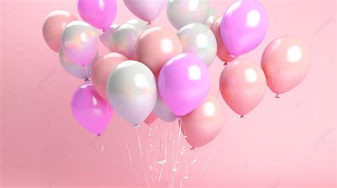 파스텔 풍선 3d 렌더링과 분홍색 배경 크리스마스 생일 깜짝 파티 생일 선물 배경 일러스트 및 사진 무료 다운로드