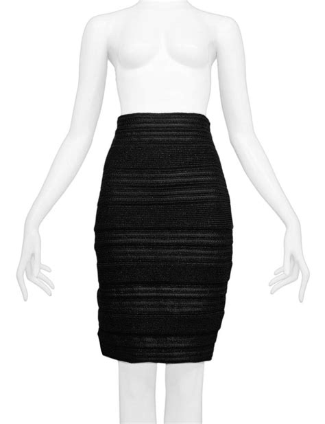 Gianfranco Ferre Black High Waist Striped Knit Skirt For Sale At 1stdibs