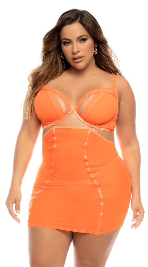 Plus Size Convertible Neon Chemise Set Plus Size Neon Bra Set With Skirt