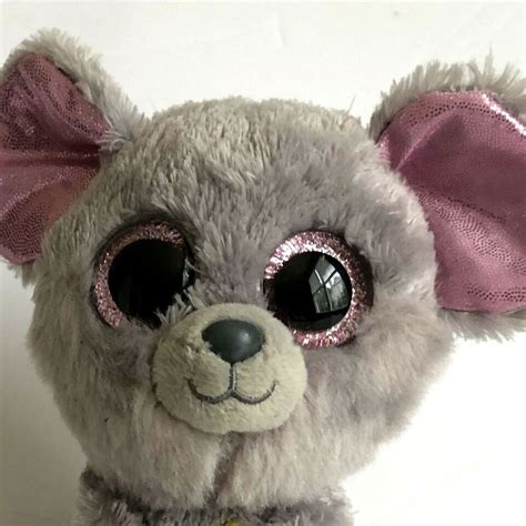 Ty Beanie Boos Squeaker The Mouse Gray And Pink Plush 6 Stuffed Animal