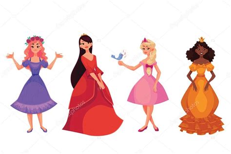 Cute Collection Of Beautiful Princesses Stock Vector Image By