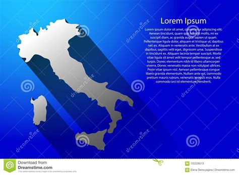 Mapa Abstracto De Italia Con La Sombra Larga En El Ejemplo Azul Del