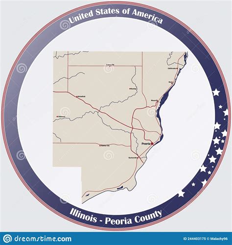 Mapa Do Condado De Peoria Em Illinois Ilustração do Vetor Ilustração