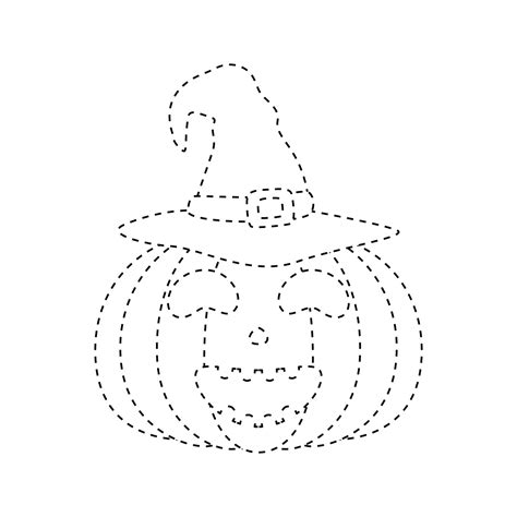 Halloween pumpkin tracing worksheet for kids 11436499 Vector Art at ...