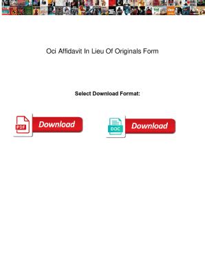 Fillable Online Oci Affidavit In Lieu Of Originals Form Oci Affidavit