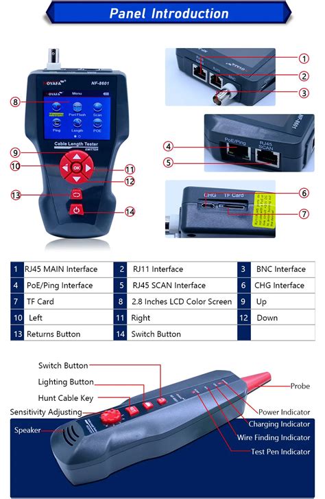 New Nf 8601 Multi Functional Network Cable Tester Lcd Cable Length