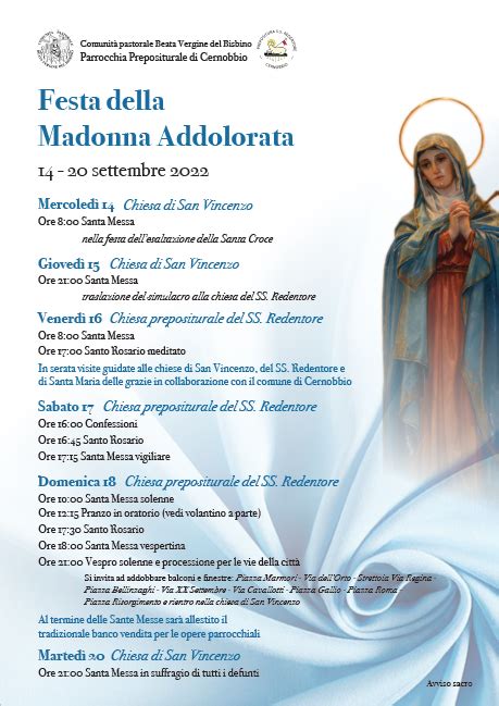 18 settembre 2022 Festa di Cernobbio Madonna Addolorata Comunità