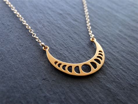 Moon Phase Necklace Sterling Silver Celestial Necklace Moon Etsy