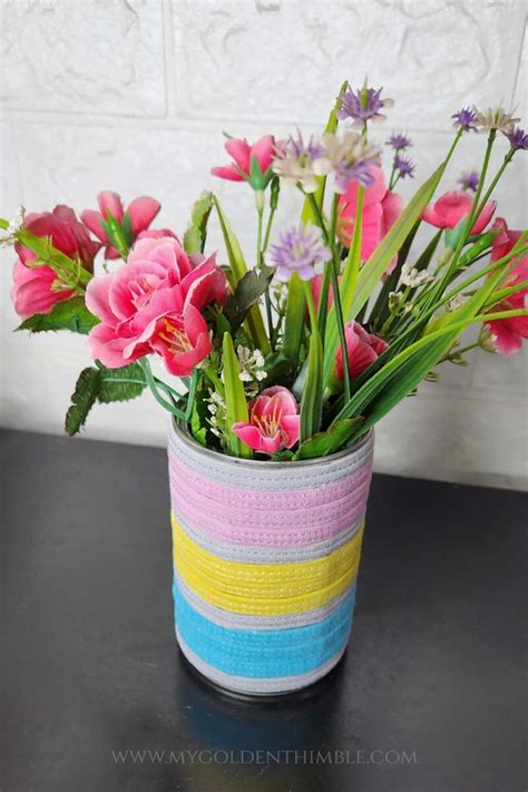 Diy Recycled Tin Can Planter Made With Old Clothes Scraps